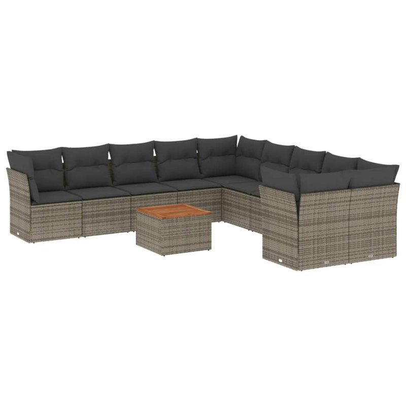 Grand canapé modulaire en rotin PE Vidaxl, Coussin gris / cadre gris
