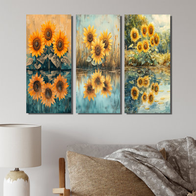 Tournesols en réflexion I - Collection d'art mural traditionnel
