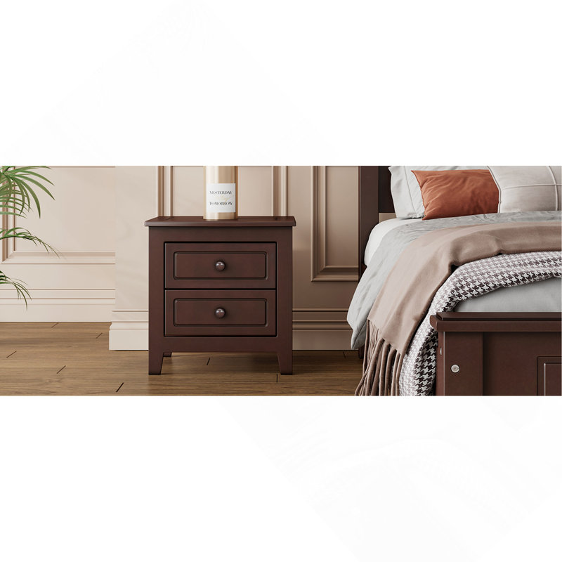 Table de chevet 2 tiroirs, Walnut