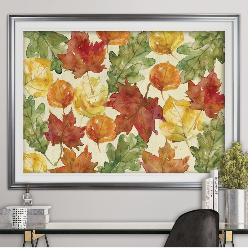 « automne leaves » par carol robinson print, Cadre argenté, H 31 po x l 43 po x P 1,5 po
