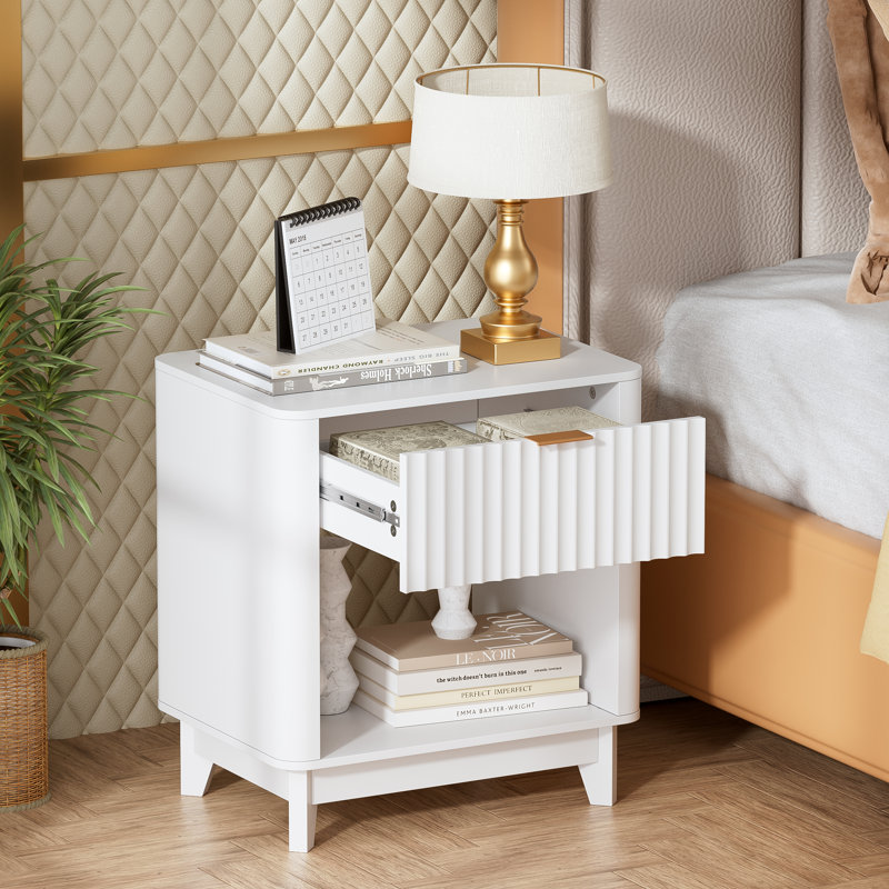 1 - Drawer Led Nightstand With Storage, End Table With Built In Light