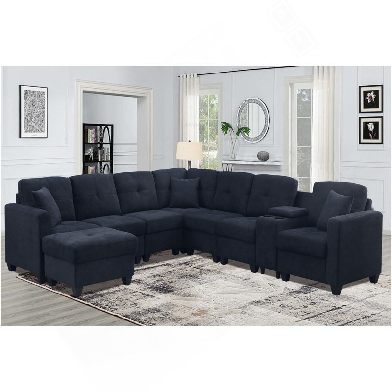 Sectional Sofa, Dark Blue, Dark Blue