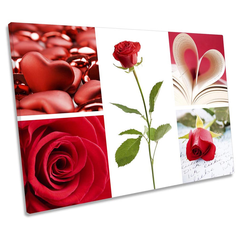 Rose Flower Love Heart - Wrapped Canvas Print, 40.6cm H x 61cm W x 2cm D