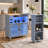 Rolling Kitchen Island with Extendable Table Modern Kitchen Cart Power Outlets & LED Light Mobile Kitchen Prep Station for Small Apartments,Grey Blue-129187535