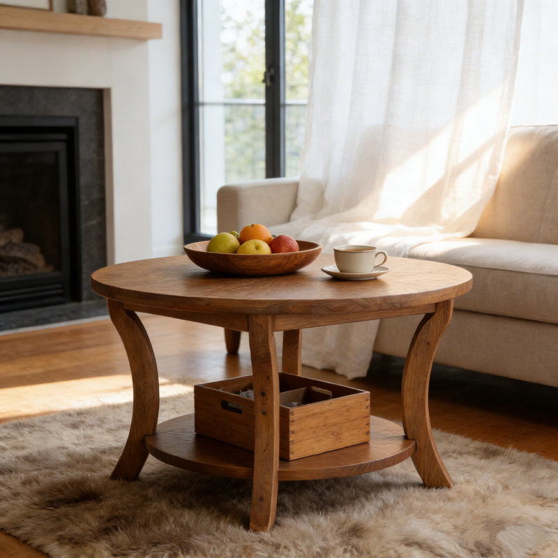 Solid Wood Four Leg Coffee Table with Storage