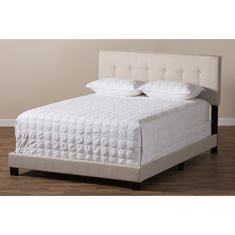 Lit tapissier capitonné standard Aganlane, Beige clair, Double