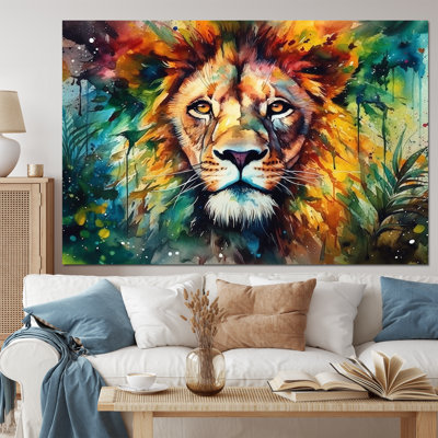 «Colorful Lion Portrait I», reproduction sur toile