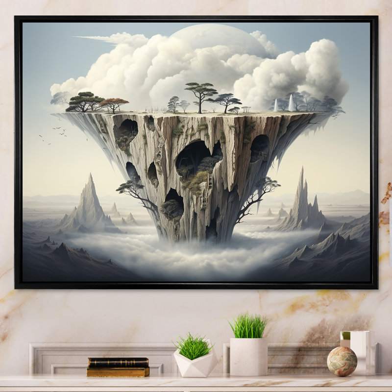 «Mind-Blowing», art mural surréalisme, Cadre flottant noir, H 12 po x l 20 po x P 1 po