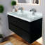 Meuble-lavabo moderne en bois noir avec lavabo pour salle de bain