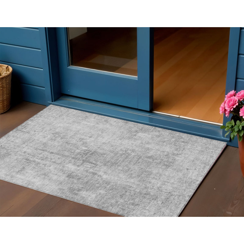 Tapis intérieur lavable abstrait argenté 3 pi x 5 pi