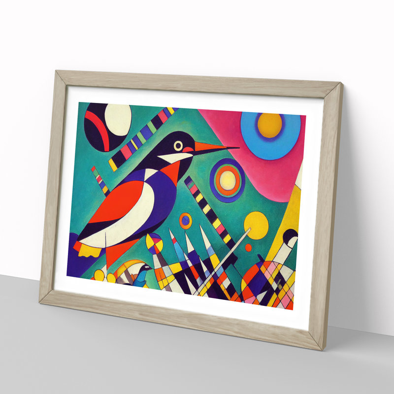 Abstract Kingfisher Bird Vol.1 - Framed Print, 46cm H x 64cm W x 2cm D, Oak