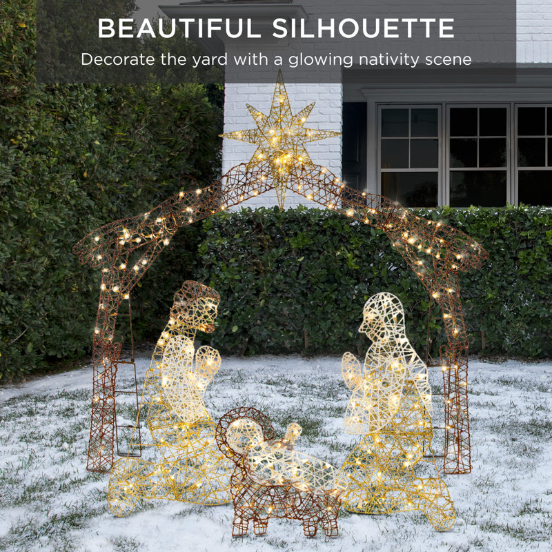 6Ft Warm White LED Outdoor Nativity Scene with Iron Frame