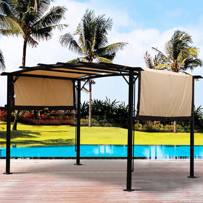Pergola d'extérieur avec auvent 12 x 9 pi avec cadre en acier et abri de jardin pour l'extérieur