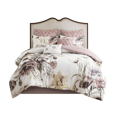 8 Piece Comforter Blush Queen - Cotton And Mix Bedding Bedroom With Embroidered Details