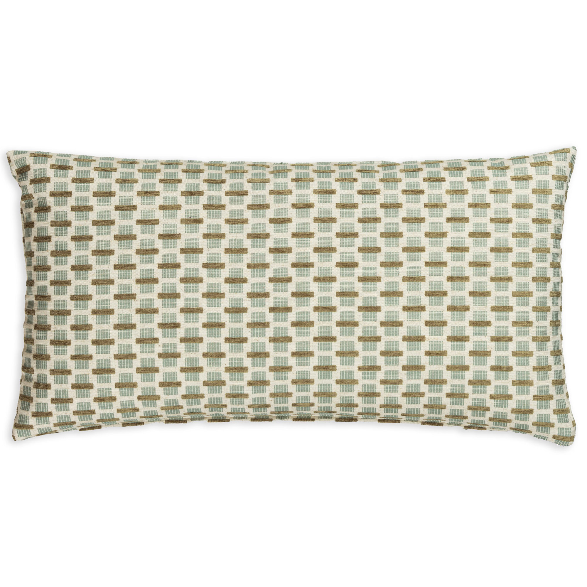 Hansah Pillow, Rectangle 14"H x 26"W, Polyester, Green Geometric 2