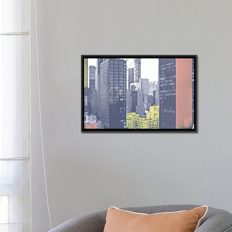 «Pastel NYC II», impression sur toile tendue, H 18 po x l 26 po x P 1,5 po, Toile encadrée noire, Pas de tapis