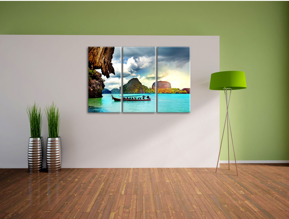 3-tlg. Leinwandbild-Set „Thailand Phuket Paradies am Strand“, Fotodruck