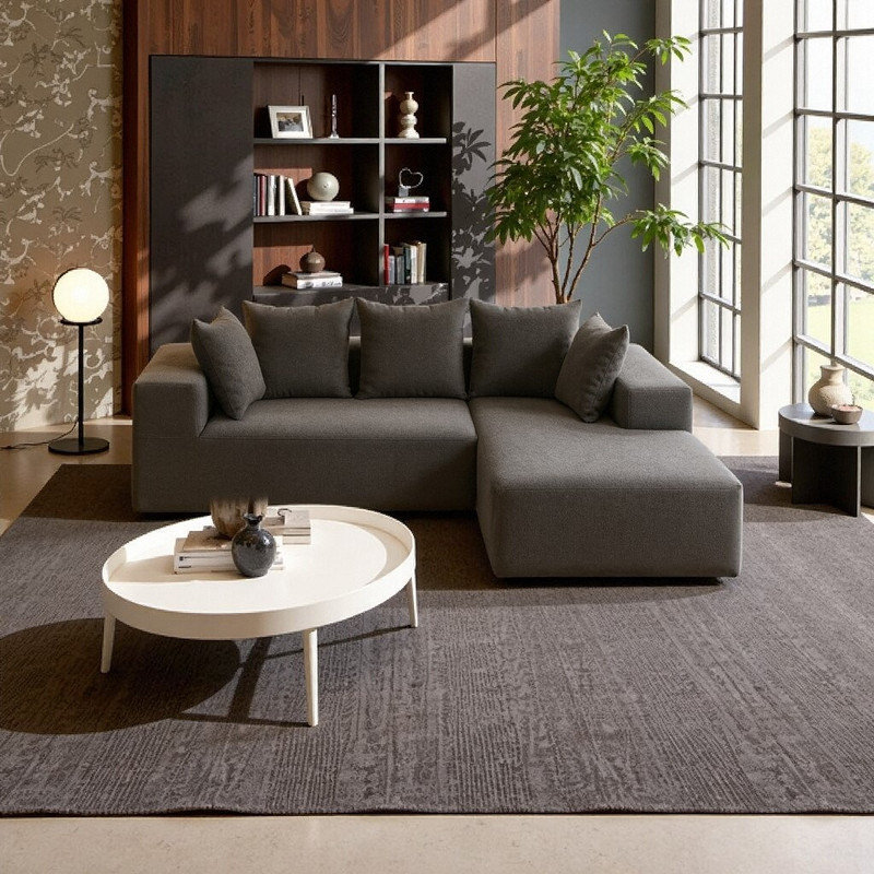 Ensemble de canapés modulaires Boneless, Tissu gris foncé