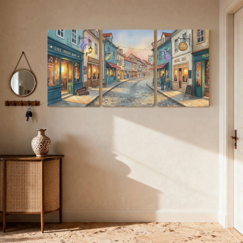 Ensemble de 3 impressions sur toile Scénic et paysages urbains charmants, H 36 po x l 72 po