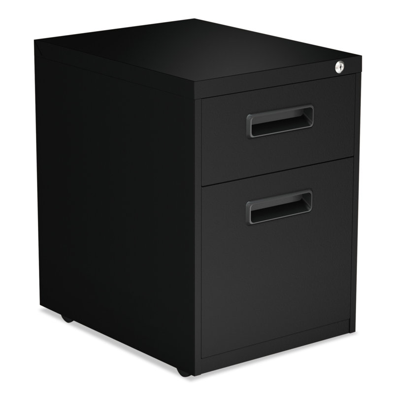 14.96'' Wide 2 -Drawer Mobile Steel File Cabinet, Black