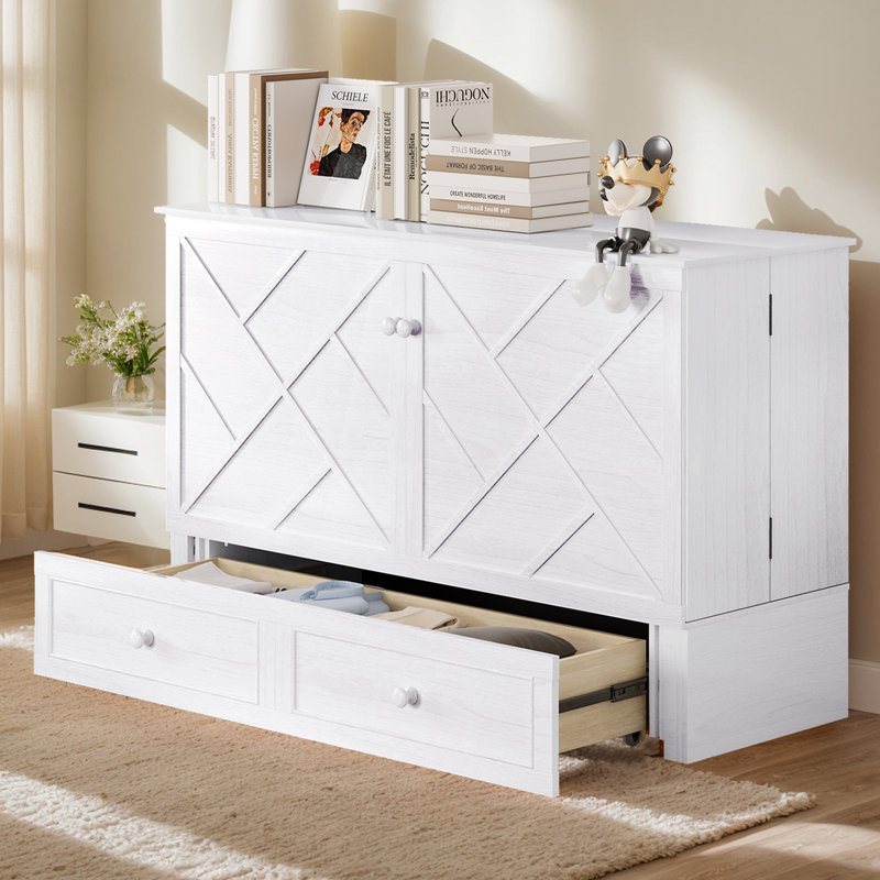  Murphy Cabinet Bed,multi-functional Cube, Usb Charging Station,solid Wood Mobile Wall Bed Chest With Storage Drawers For Bedroom Office