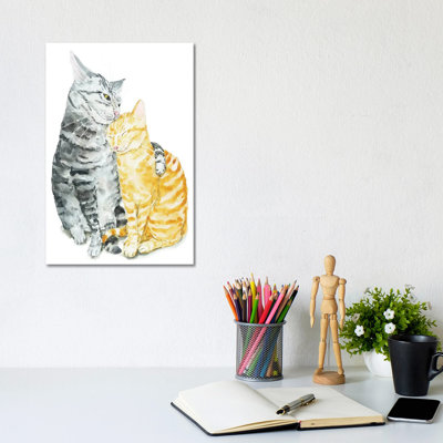 Cat Couple by Alexey Dmitrievich Shmyrov - Wrapped Canvas Gallery-Wrapped Canvas Giclée