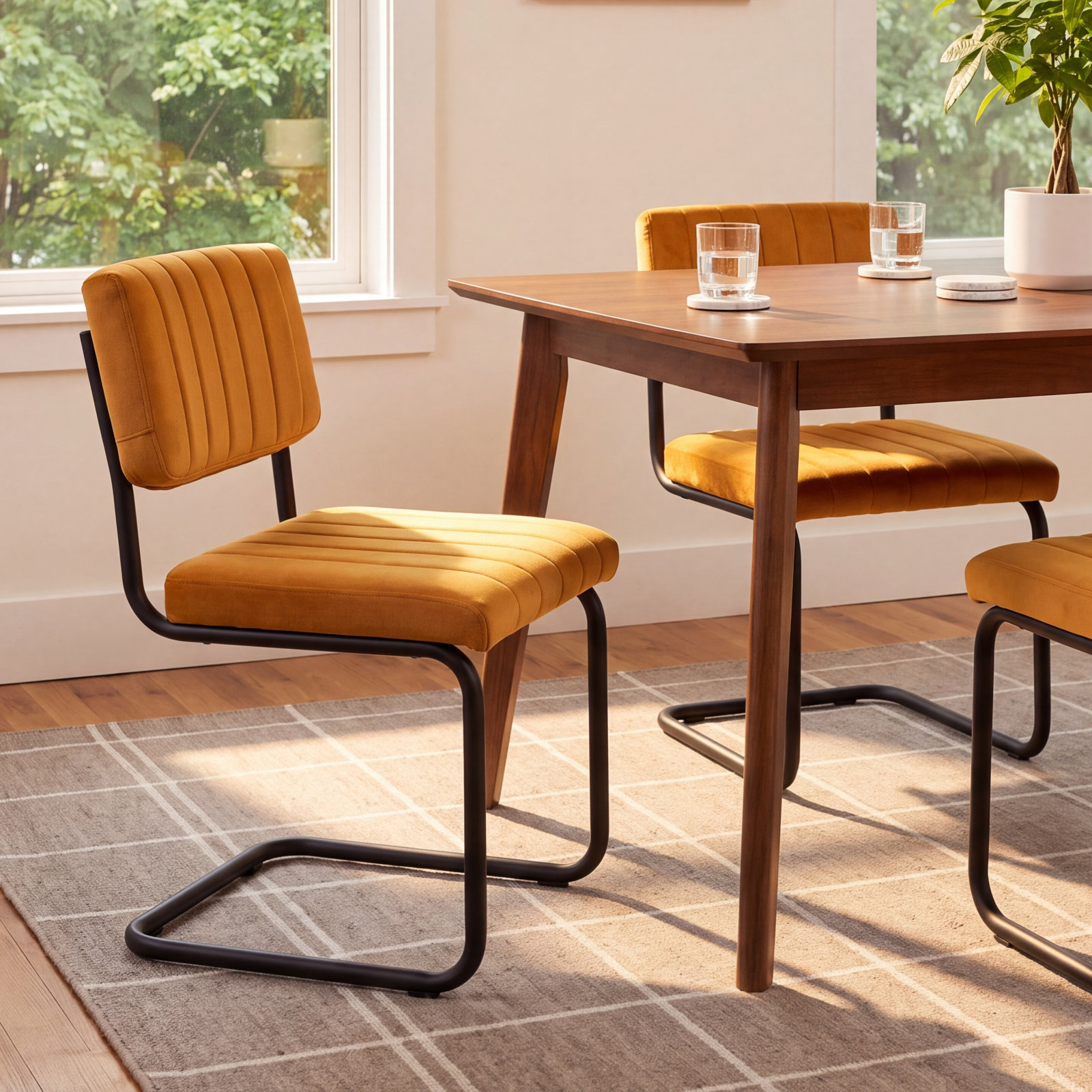 Estes Velvet Dining Chair, Cognac Velvet