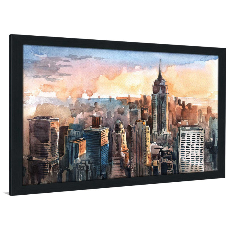 «New York State of Mind», reproduction encadrée, H 27,5 po x l 39,5 po x P 0,75 po, Cadre espresso