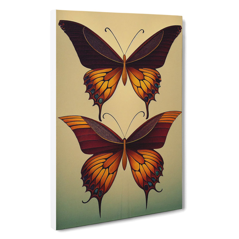 Vintage Butterflies - Wrapped Canvas Print, 76cm H x 50cm W x 3cm D