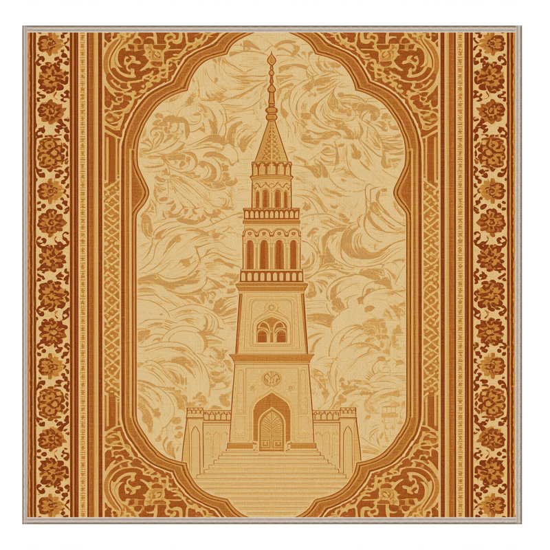 Tapis oriental classique beige / beige lavable à la machine Osiyo, Carré 5 pi