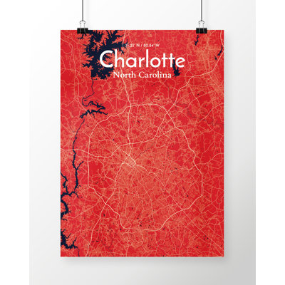 Charlotte City Map - Unframed Graphic Art