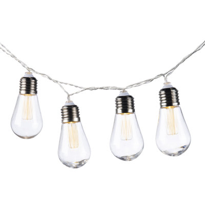 Decorative 10-Light Solar Teardrop Edison-Style String Lights – 6-Foot Vintage-Inspired Outdoor Lighting with Warm White LED Bulbs