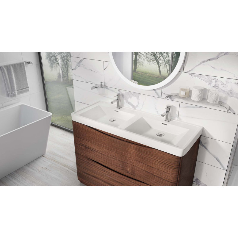 Stanhope 1200mm Double Bathroom Vanity with Integrated Polyglomerate Basin, Redwood