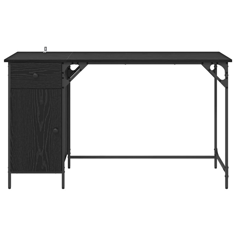 Metal Base Computer Desk, Black Oak