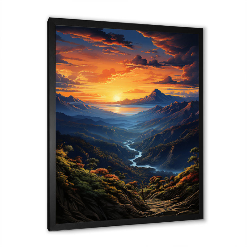 Dominicain, coucher de soleil I - reproduction, Cadre photo noir, H 32 po x l 24 po x P 1 po