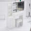 Meuble-lavabo de 37 po avec tabouret de taille moyenne 37 po + tabouret rembourré, grande commande tactile, interrupteur tricolore, miroir à luminosité réglable, rangement grande capacité, convient aux espaces moyens