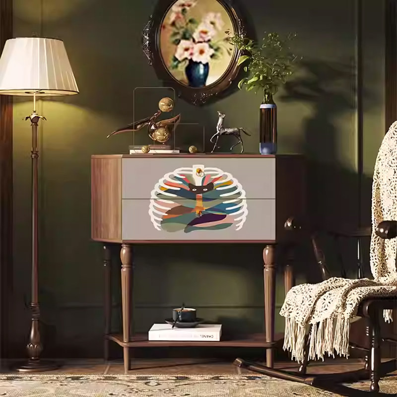 Armoire de rangement élégante avec cadre en bois massif, Noyer