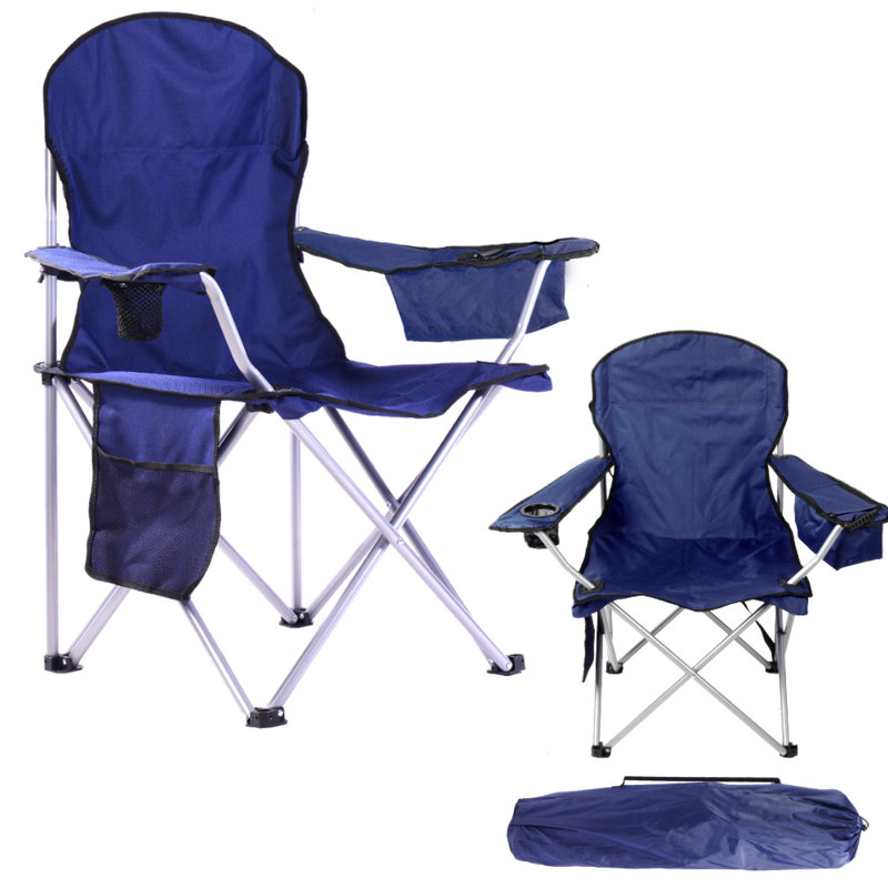2-Pack of Camping Chairs With Built-in Mini Ice Cooler, Storage Pocket, Cup Holder, Carry Bag Perfect For Camping, Tailgating, Fishing, Beach, And Lawn