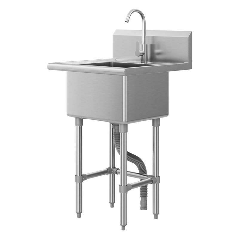 Évier utilitaire à cuve simple en acier inoxydable avec robinet DeerValley 24 po x 24 po