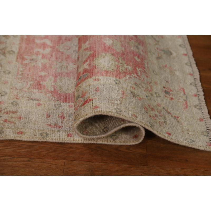 Muted Oushak Geometric Oriental Area Rug 3x4