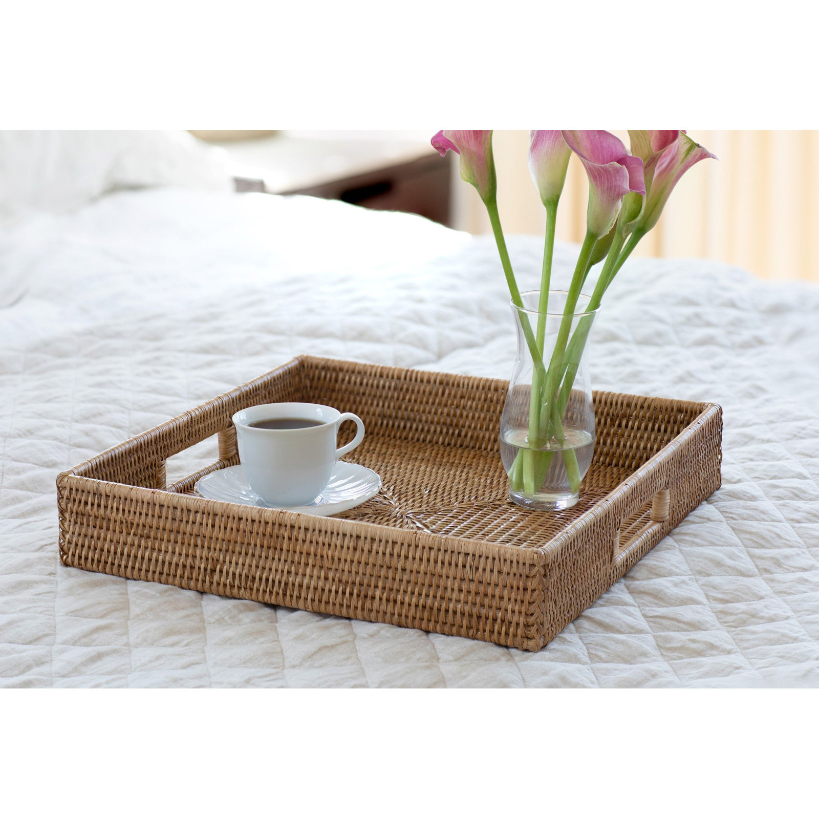 Edmond Decorative Tray, Honey Brown, 3" H x 16" W x 16" D, No Bundle