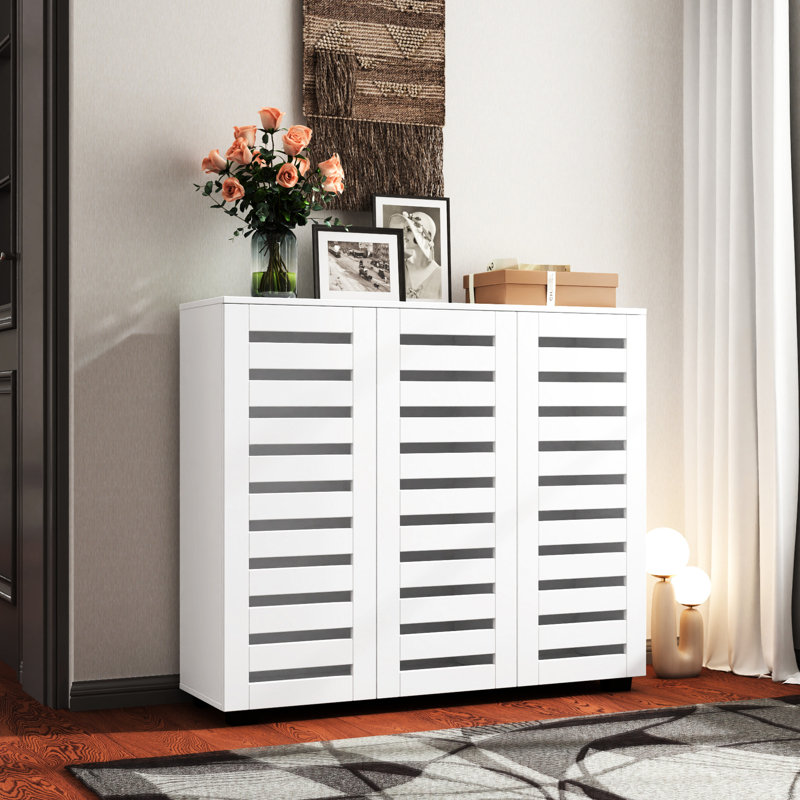 Armoire à chaussures blanche avec fonction de ventilation pour l'entrée, le placard, H 43,86 po x l 37,86 po x P 12,95 po
