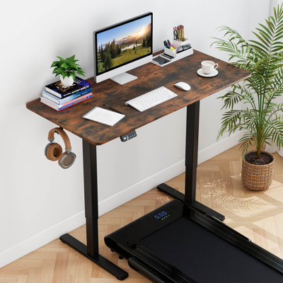 Wrought Studio™ 48” x 24” Electric Standing Desk with LED Display 2 Memory Height Settings for Home Black