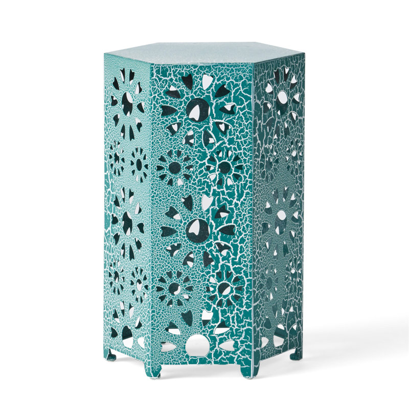 14" SIDE TABLE, 22" H x 14.25" W x 12.5" D, Teal