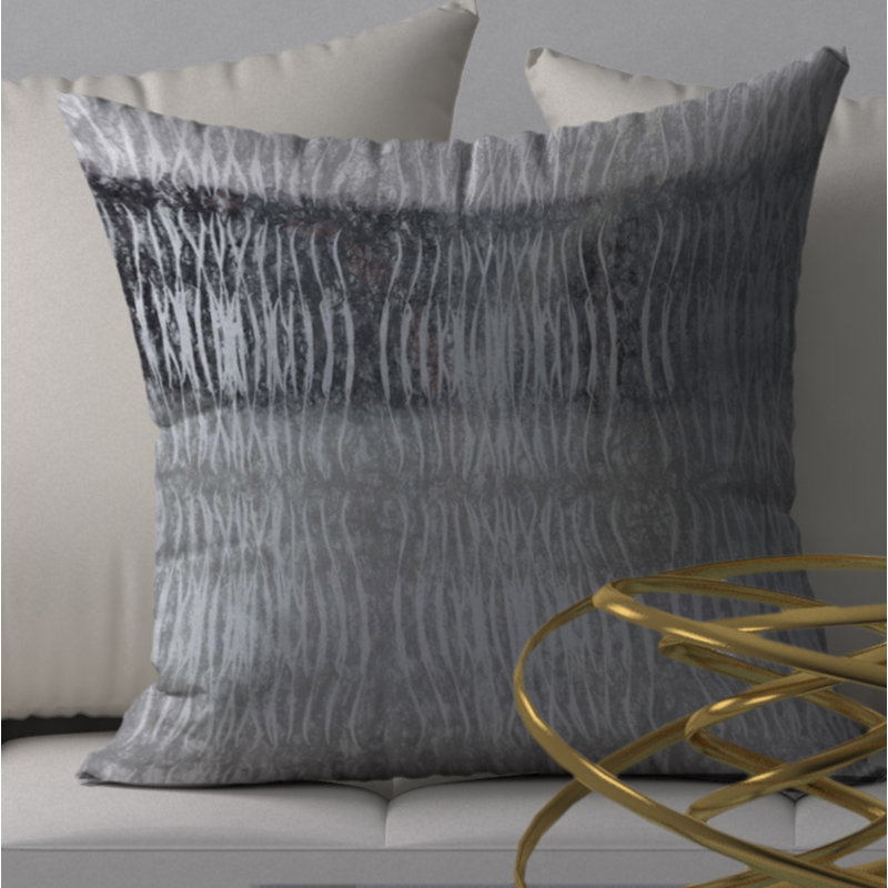 Abstract Throw Pillow, 18" H x 18" W, Grey