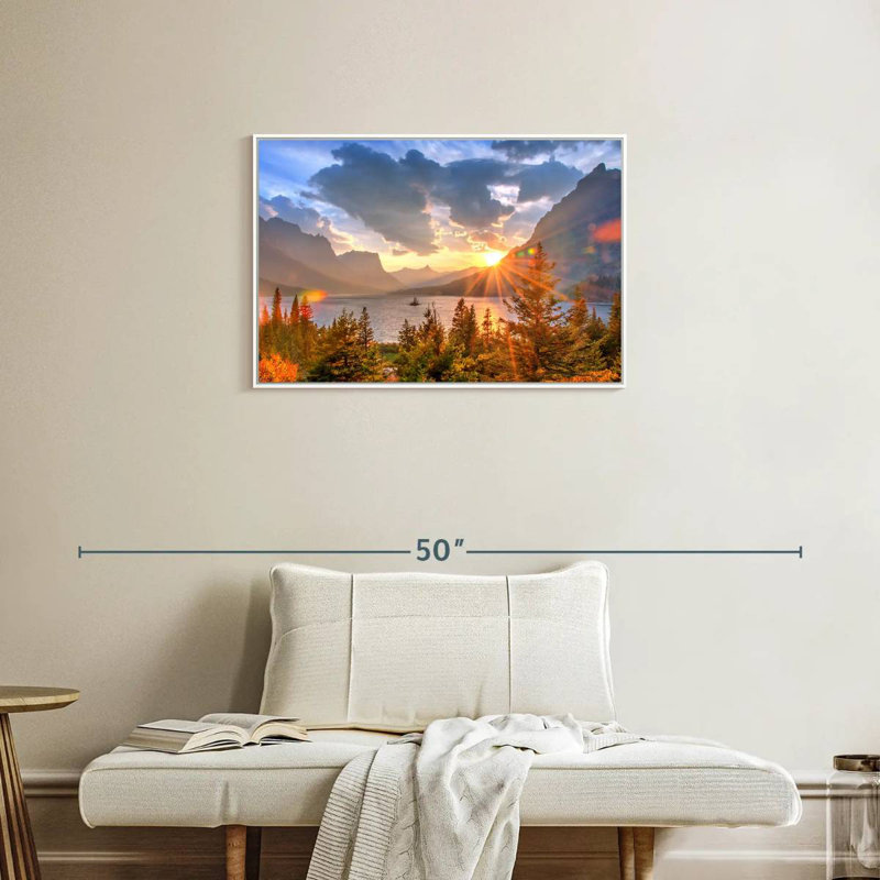Montana, lac Saint Mary, Cadre flottant blanc, 31 po x 21 po