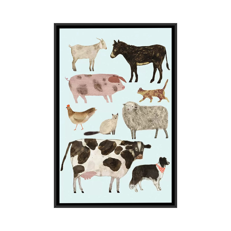 « barnyard bud ii », reproduction d’impression sur toile, H 26 po x l 18 po x P 1,5 po, Toile avec cadre noir, Pas de tapis