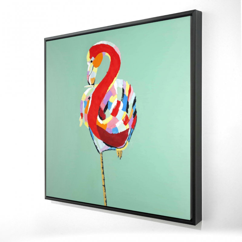 Flamant rose coloré abstrait - décor de toile rétro avec plumes rétro