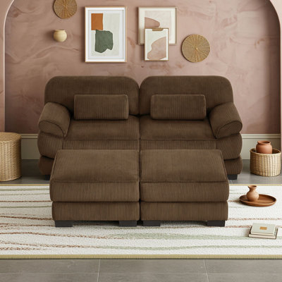 2-Seat Sectional Sofa with 2 Ottomans