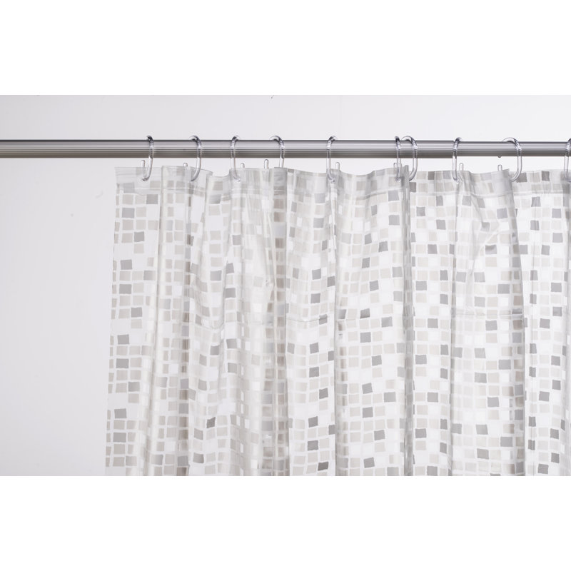 Mosaic Vinyl Shower Curtain, Silver